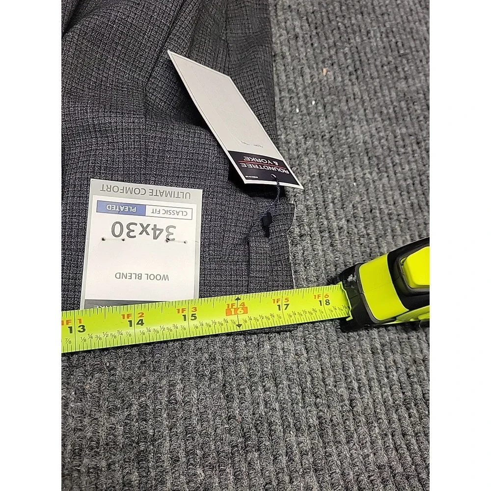 Nwt Mens Roundtree‎ And York Pleated Dress Pants Grey Checkered Pattern